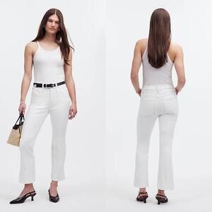 NWT Madewell Kick Out Crop‎ Jeans in Pure White Size 26